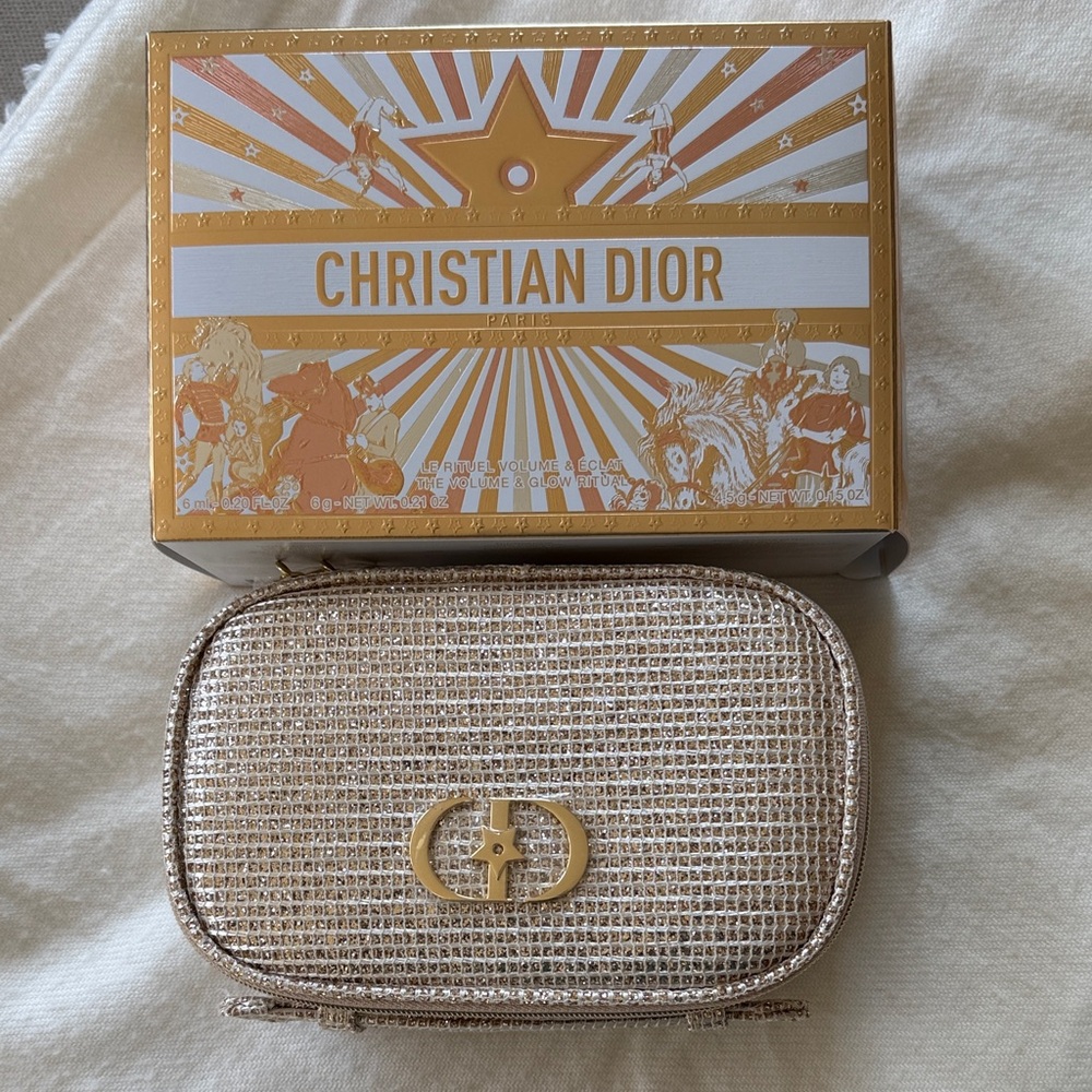 Dior Gold Textured Cosmetic Case